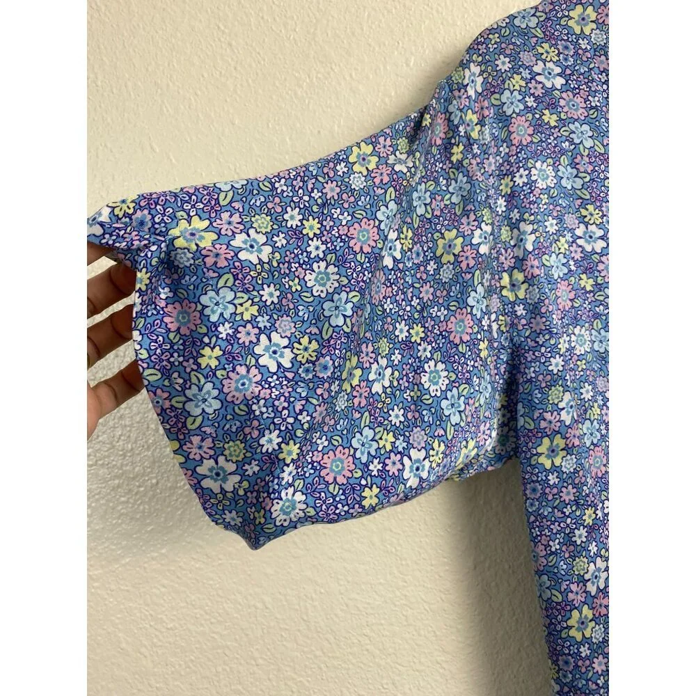 Frankies Bikinis Silk Ditsy Floral Button Up Cover up Top size Small Beach boho